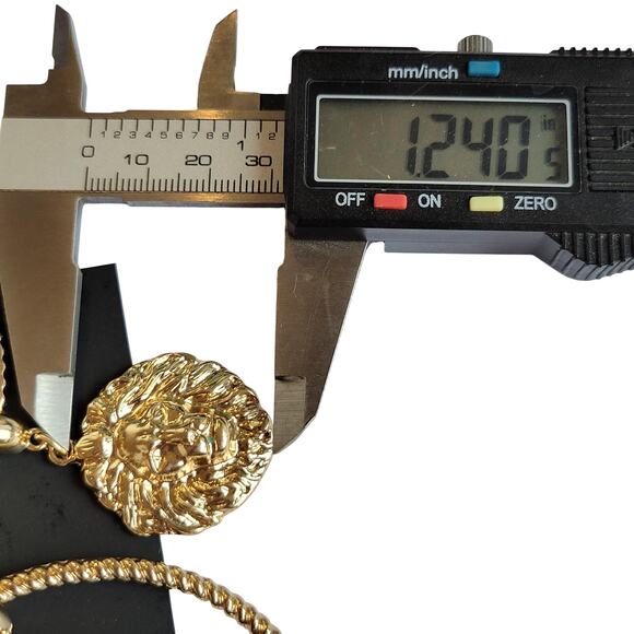 3" Hoop Earrings Gold Large Lion Head Medallion Statement Jewelry , Gift Bag - Picture 5 of 10